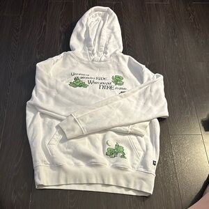 Nike White and Green Graphic Sweater